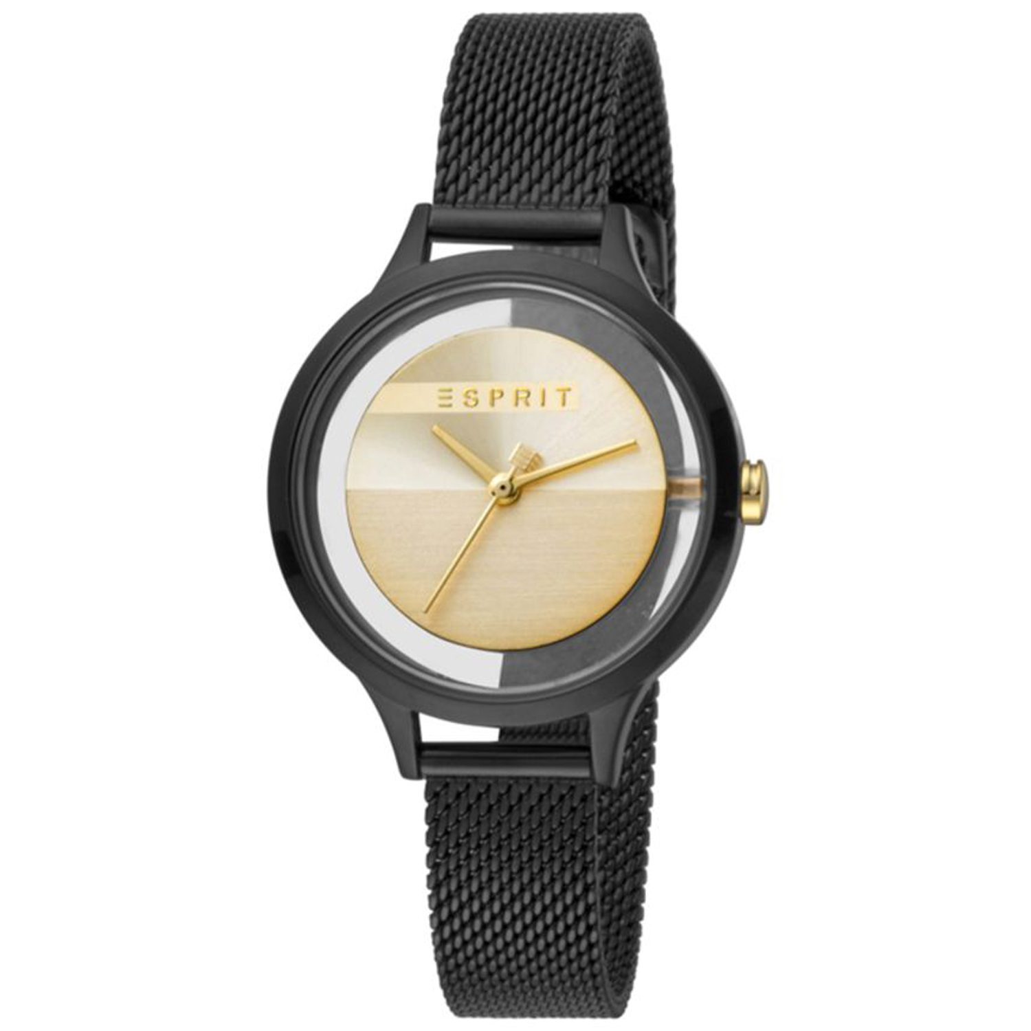 Esprit dames Horloge ES1L088M0045 in ZWART en GOUD kleur - 3ATM - pols stalen horloge