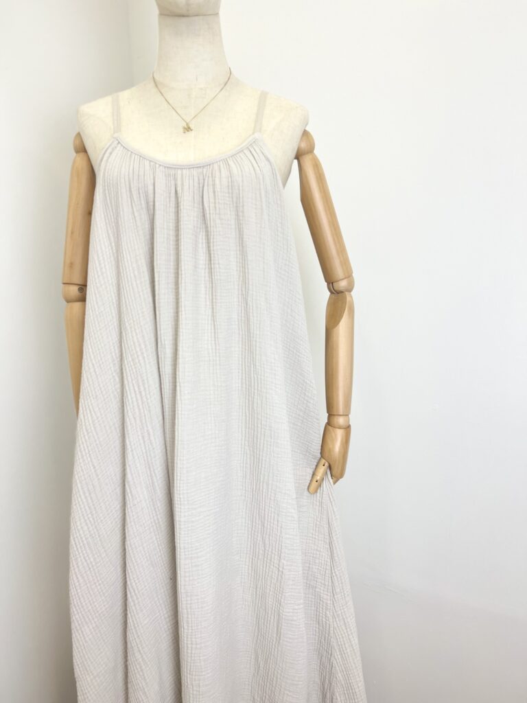 Puur katoen zomer jurk met schouder bandjes - geribbeld katoen - brede maxi jurk - kleur BEIGE - maat 40/42