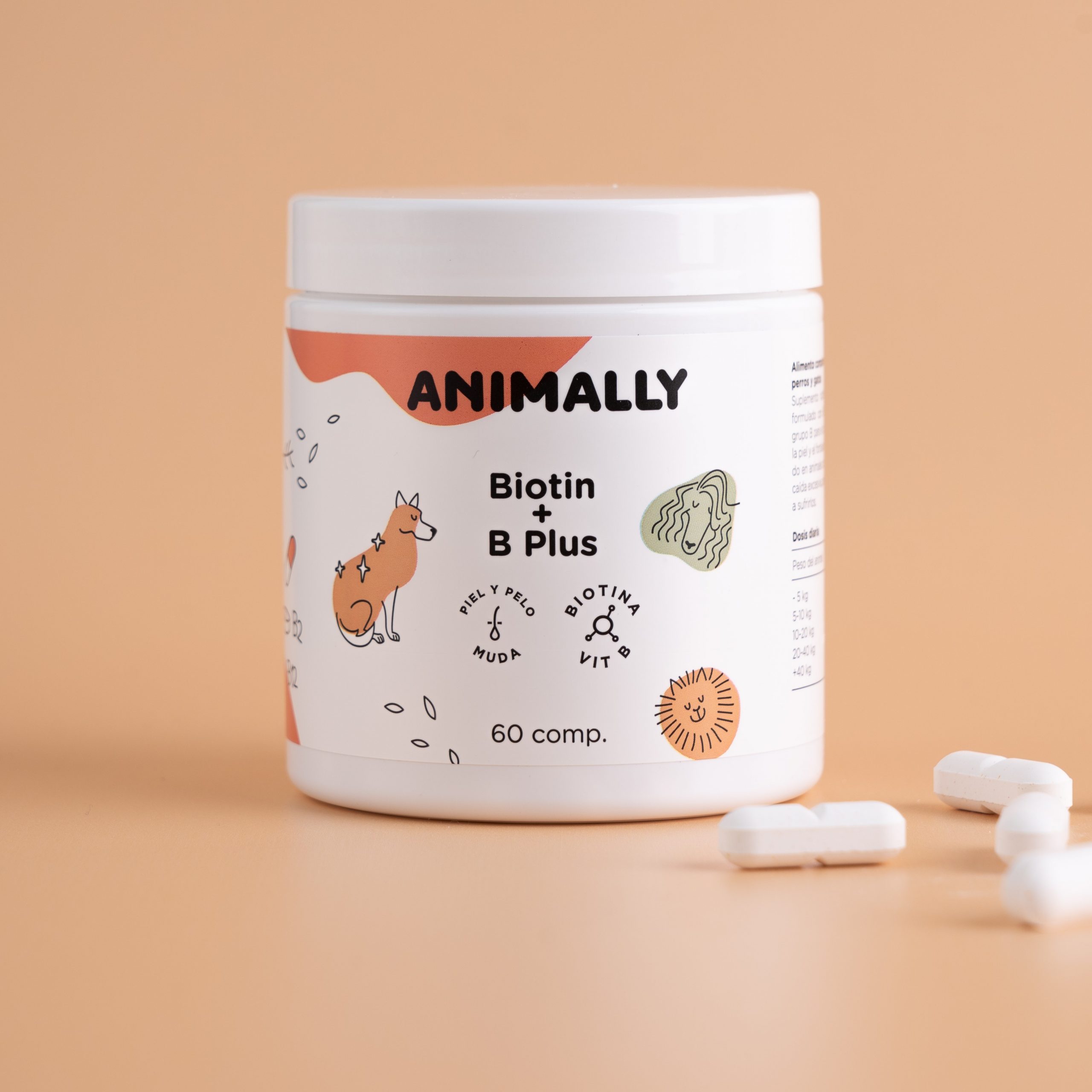 Animally Bilogische Dieren supplement Biotine + B Plus - Behoud van een gezonde huid en haar 60 tab