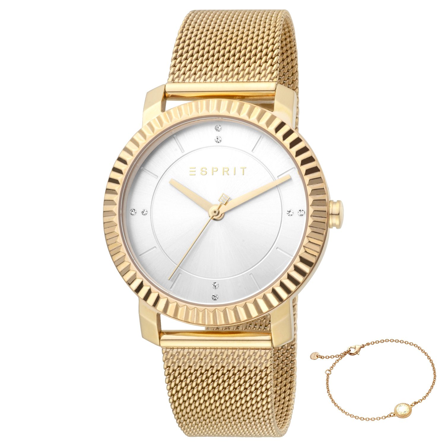 Esprit dames horloge ES1L184M0025 - polshorloge - 5ATM - gratis armband - gouden kleur