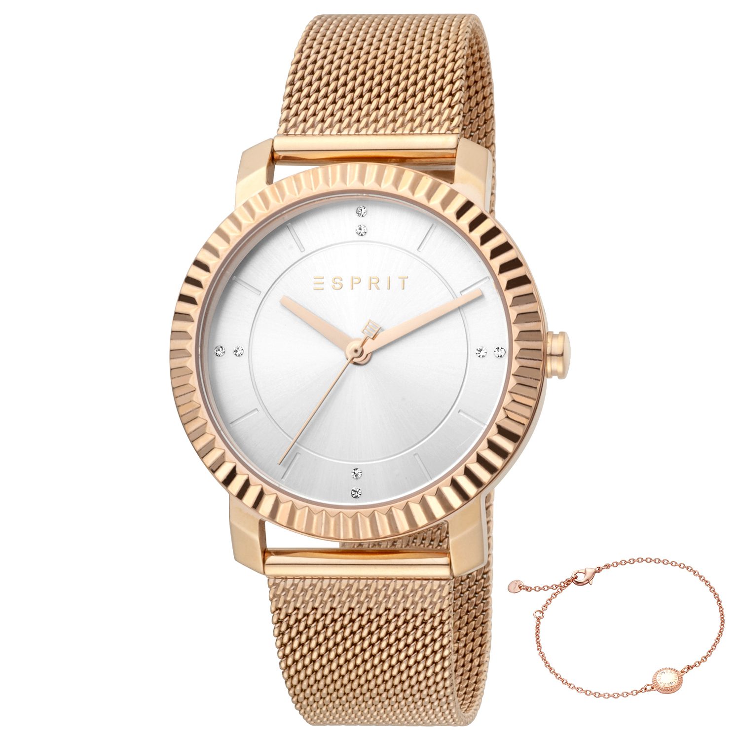 Esprit dames horloge ES1L184M0035 - polshorloge - 5ATM - gratis armband - Rose Goud kleur