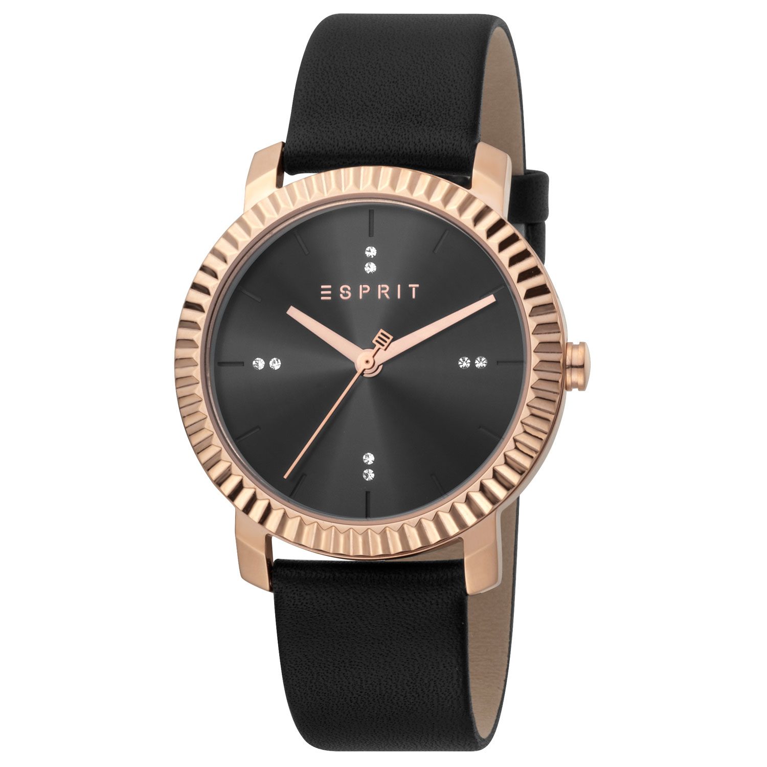 Esprit dames horloge ES1L185L0035 - leren armband - 5ATM - dames polshorloge - met gouden elementen