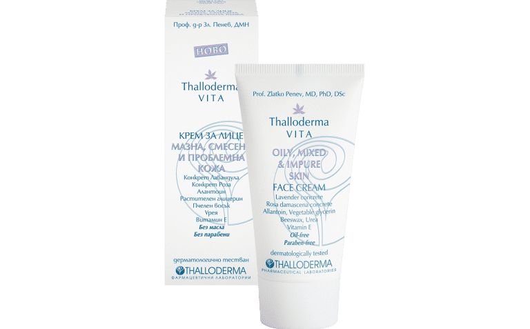 Thalloderma® Vette huid gezicht creme- acne - puisten - jeuk - geïrriteerde huid  - lavendel en rozen etherische olie 50ml