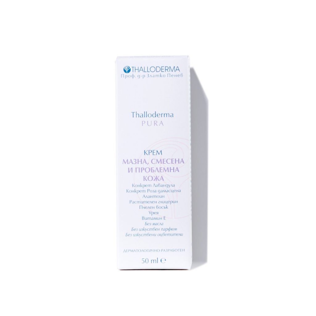 Thalloderma® Vette huid gezicht creme- acne - puisten - jeuk - geïrriteerde huid  - lavendel en rozen etherische olie 50ml
