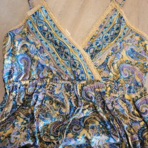 Boho maxi strapless jurk GEEL, elastische rug, driehoekige decolleté maat M/L