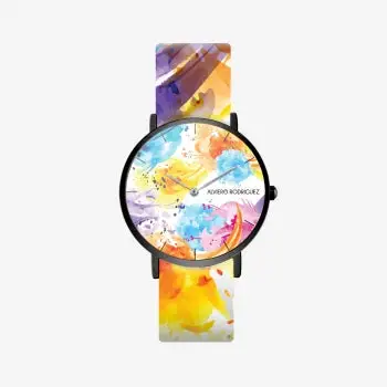 Kleurrijke dames horloge - Japanse uurwerk - silicone armband - comfortabel - Kleurrijke art op wit