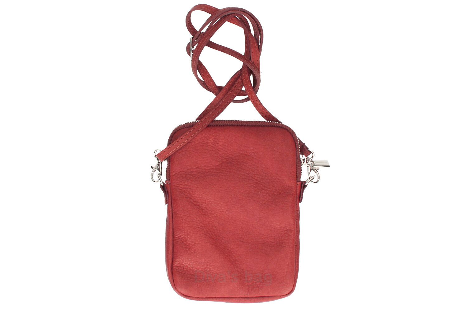 Lederen schoudertas - crossbody - mobile telefoon - rits sluiting - stoere leren tasje - ROOD kleur