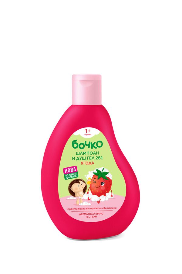 Kindershampoo en douchegel 2 in 1 Aardbei voor gevoelige huid van het kind en zacht haar 250ml