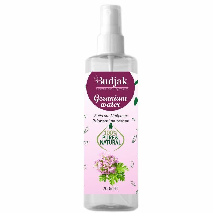 Biologische Bloemenwater van Geranium - Pelargonium graveolens - droge en geïrriteerde huid - breekbaar haar 200 ml.