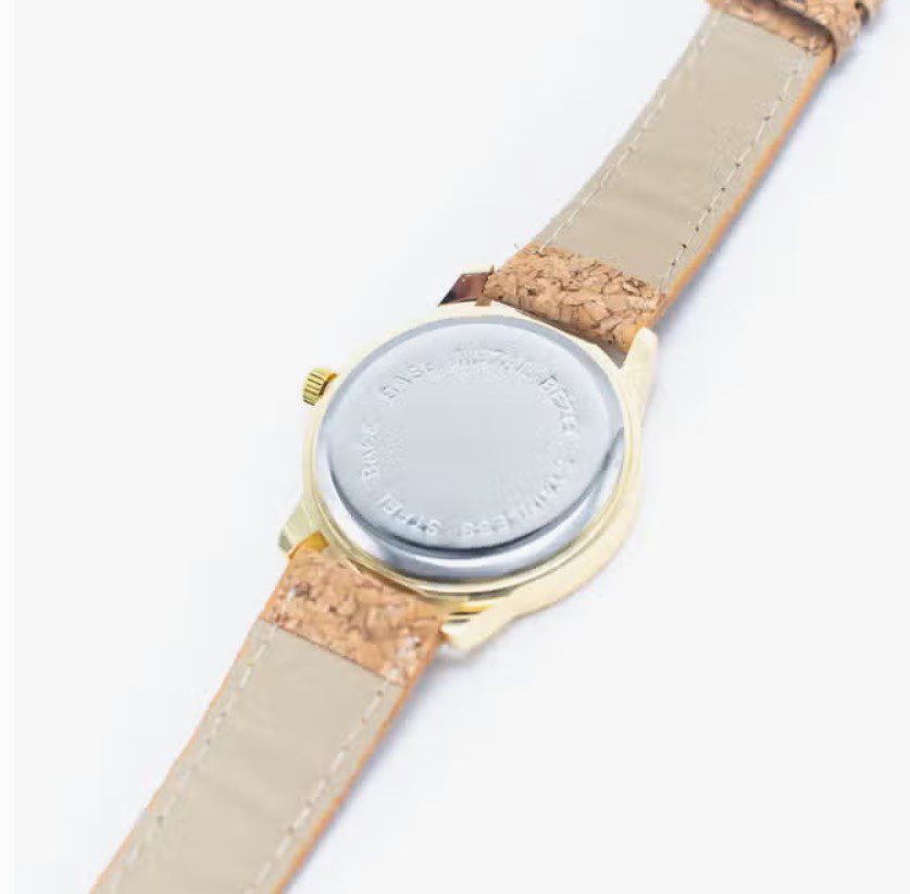 Ecologische Horloge met natuurlijke kurk band - roze/goud kast - vrouwelijk polshorloge -  WA-386-C