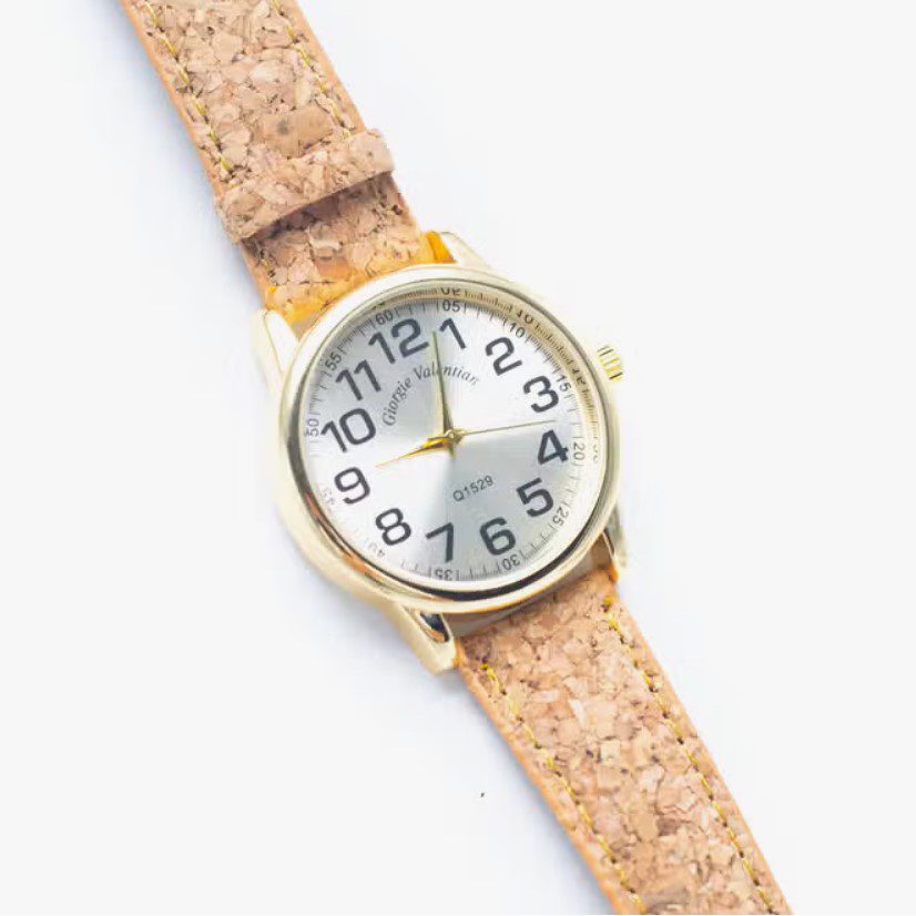 Ecologische Horloge met eerlijke kurk band voor dames, modehorloge - gouden horloge kast WA-398