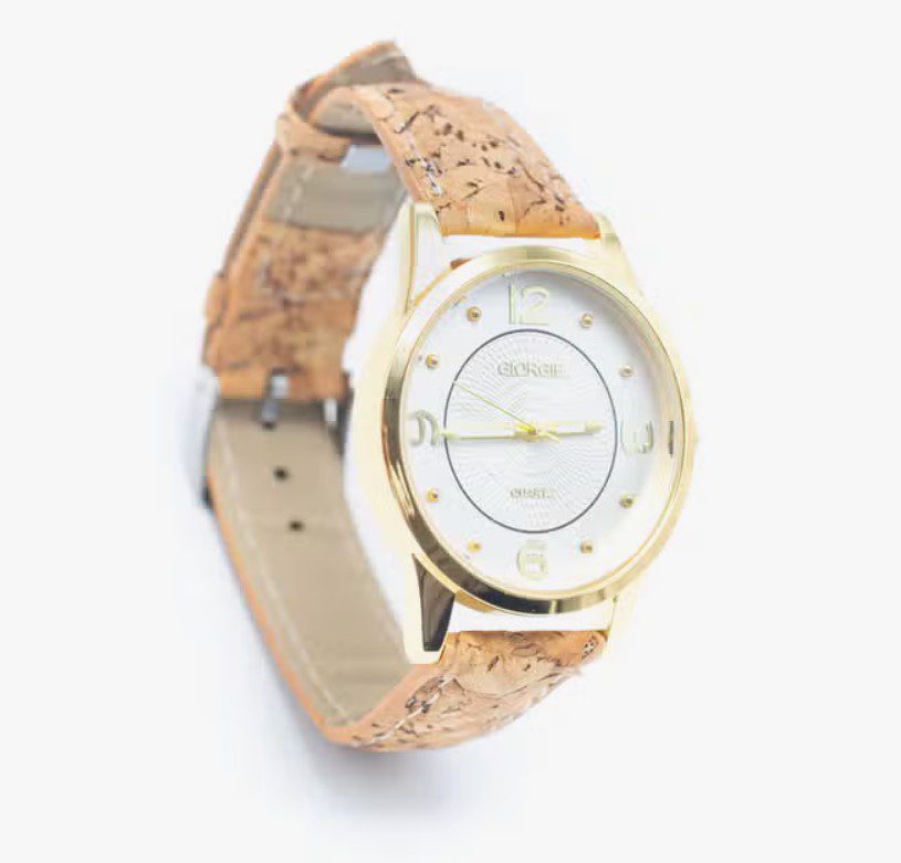 Ecologische Horloge met eerlijke kurk band voor dames - milieuvriendelijk- goudkleurig horloge kast WA-359
