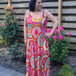 Comfortabele zomer maxi jurk met aantrekkelijke boho print maat 42
