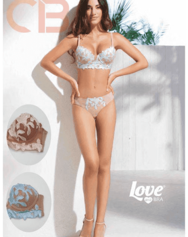 Italiaanse lingerie set met push-up beha satijn en slip ROOS, 75B, 36