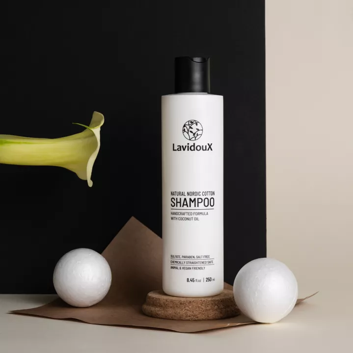 Luxe Natuurlijke sulfaatvrij shampoo met Nordic Cotton-extract en kokosolie - gevoelige hoofdhuid 250ml