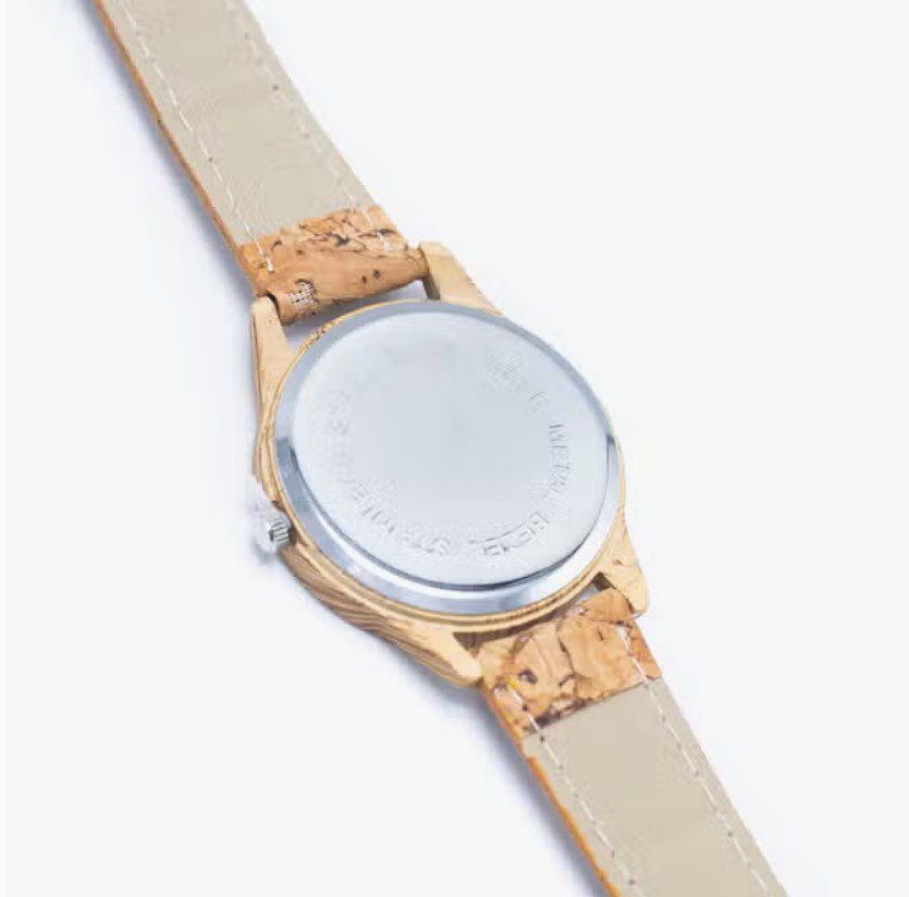 Ecologische Horloge met puur kurk band en houten kast - unisex - milieuvriendelijk -  WA-392