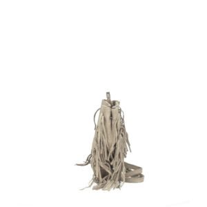 100% suède boho dames tas met handvatten in BEIGE kleur, schouder band en franjes