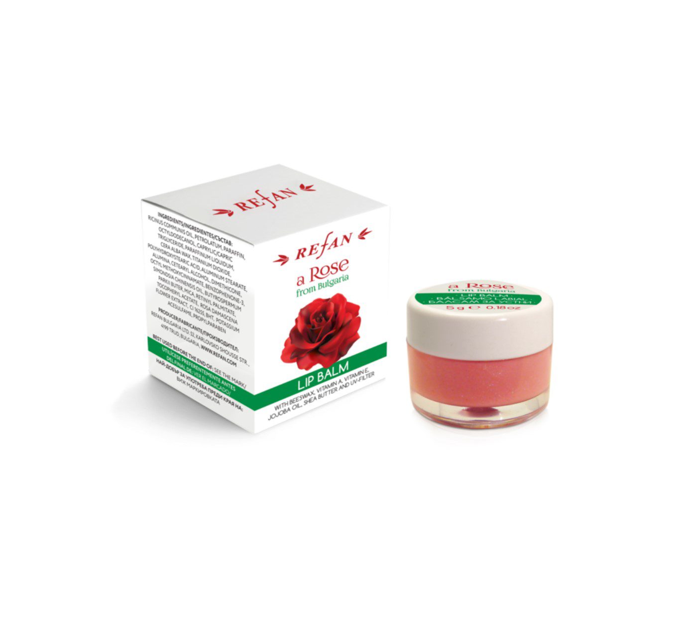 Refan biologische rozenolie lippenbalsem - verzacht de droge huid van de lippen - Bulgarije rozenolie 5ml