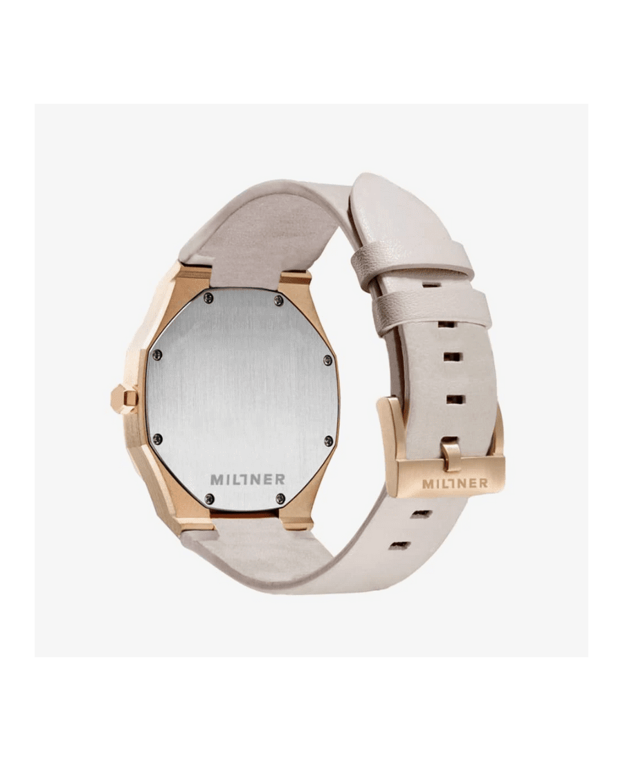 Millner Spaanse merk horloge voor dames - vrouwen - TAN kleur leren armband - polshorloge - design -  Oxford S Sand