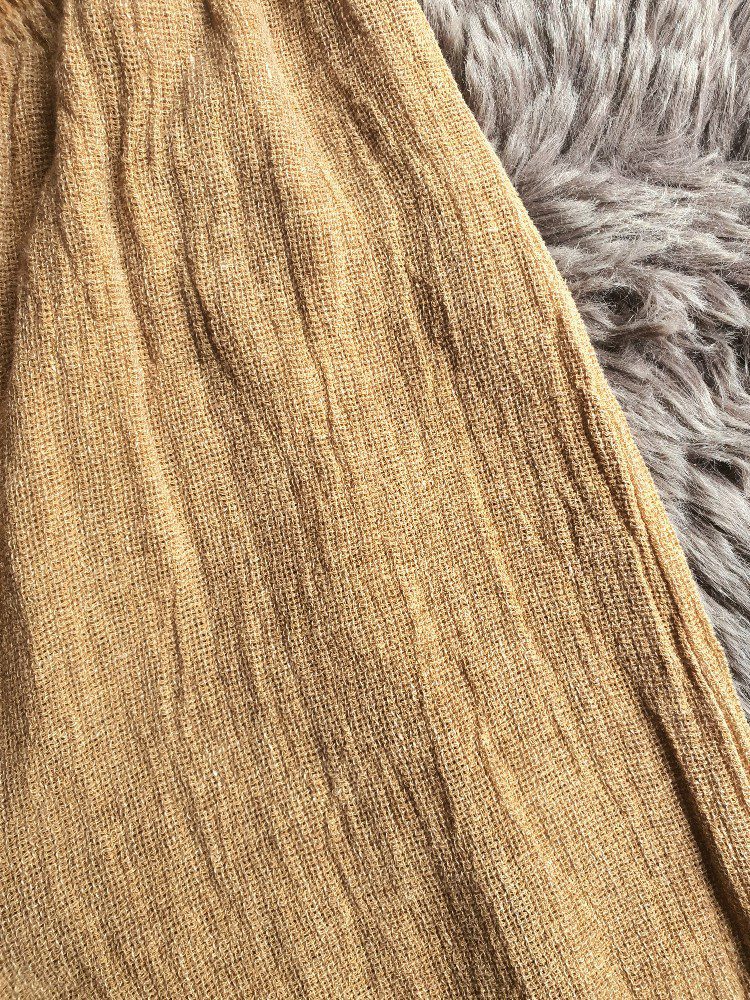 Linnen mix broek met prachtige textuur - luchtig lange boho broek, CAMEL kleur - Maat 38/40