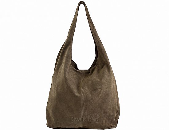 Comfortabele suède maxi tas - zachte schouder tas met magneet sluiting - extra kleine tasje - MODDER BRUIN