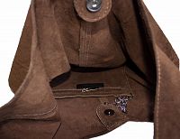 Comfortabele suède maxi tas - zachte schouder tas met magneet sluiting - extra kleine tasje - COGNAC