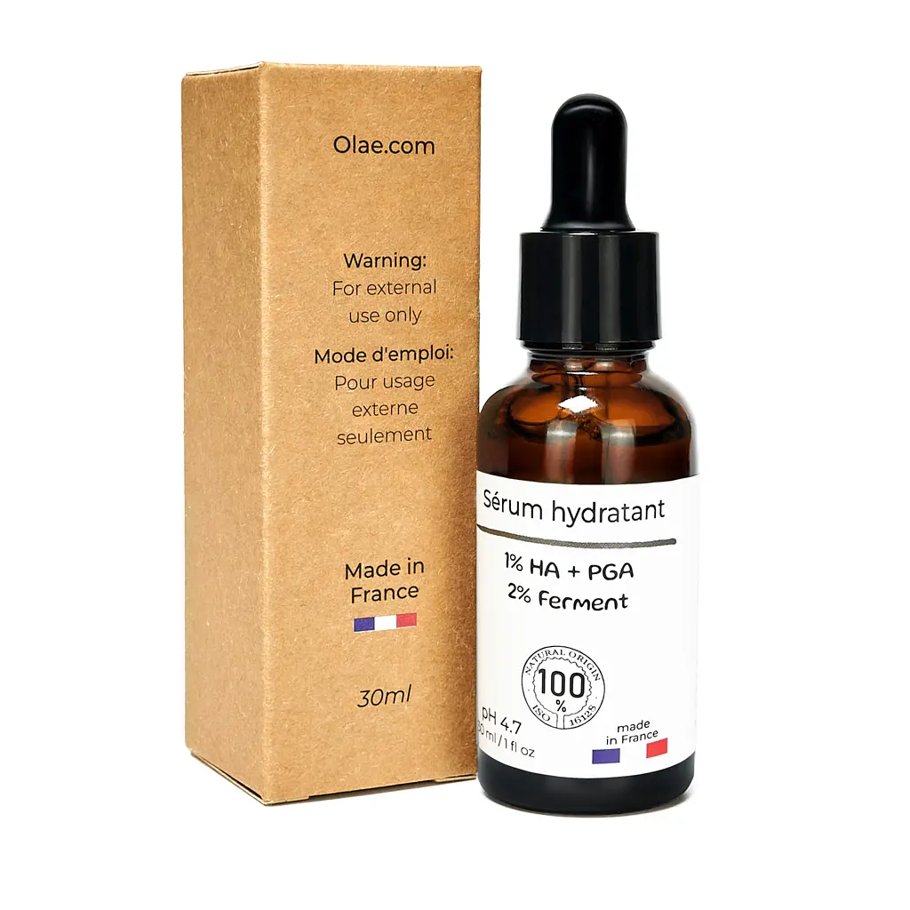 Natuurlijke Intensieve hydraterende gezicht serum met 2% postbioticum uit granen en 1% polyglutaminezuur 30ml
