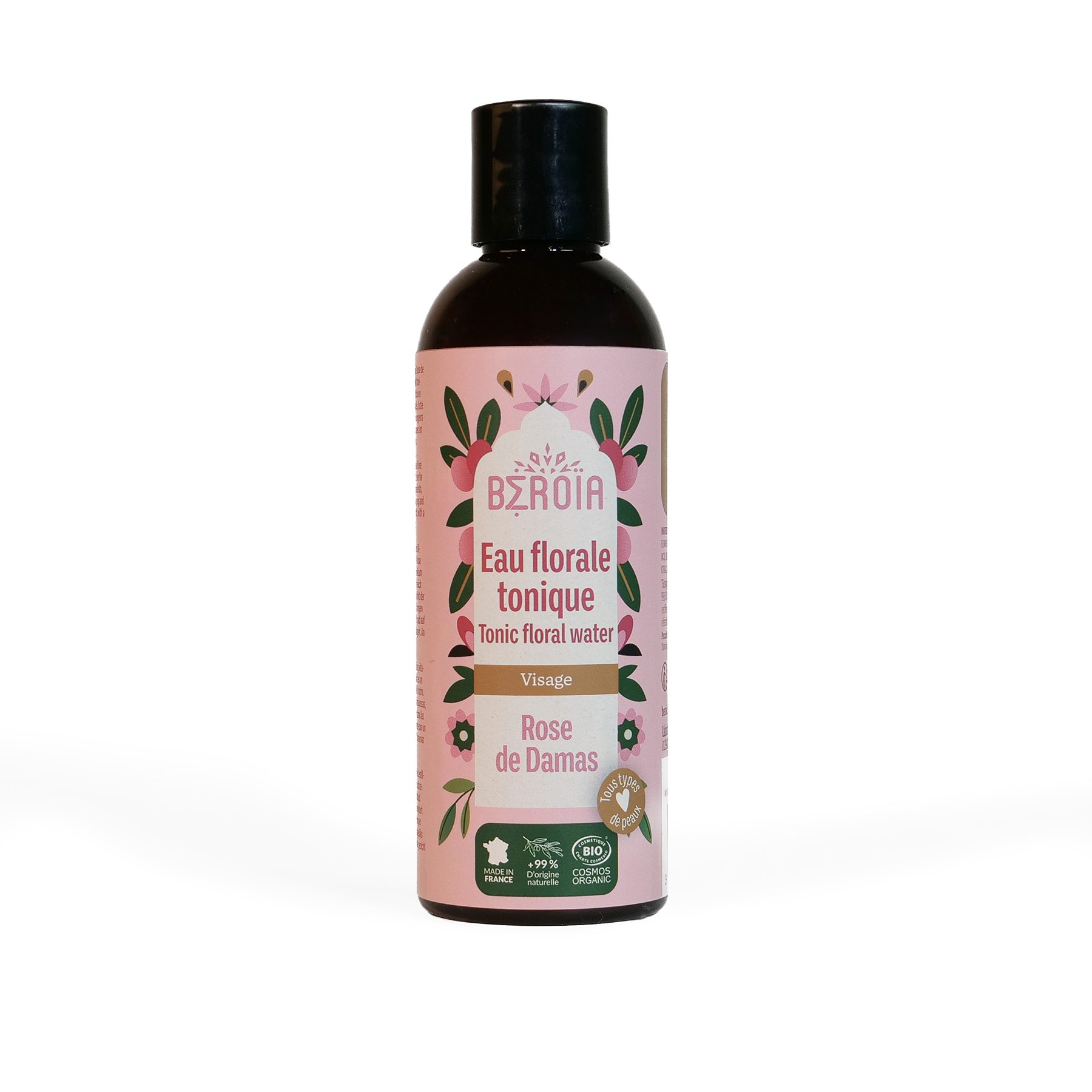 Cosmos gezicht hydrolaat tonic van Damask Roos - gezonde gekalmeerde huid - gemaakt in Frankrijk 200ml