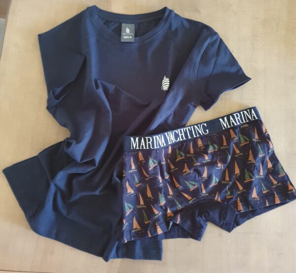 Marina Yachting mannen ondergoed set, kleur BLAUW boxer en t-shirt Maat M