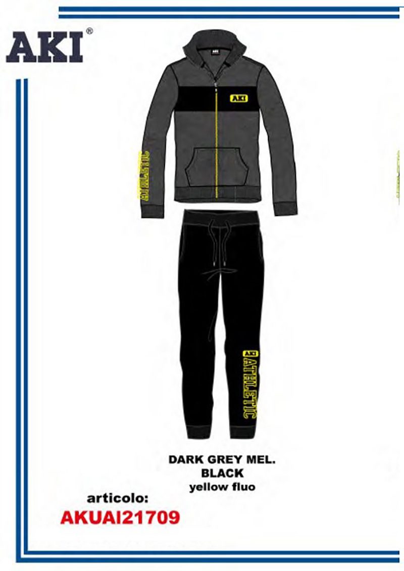 Italiaanse vrijetijd/training pak voor mannen in GRIJS/ZWART kleur vest en broek maat M