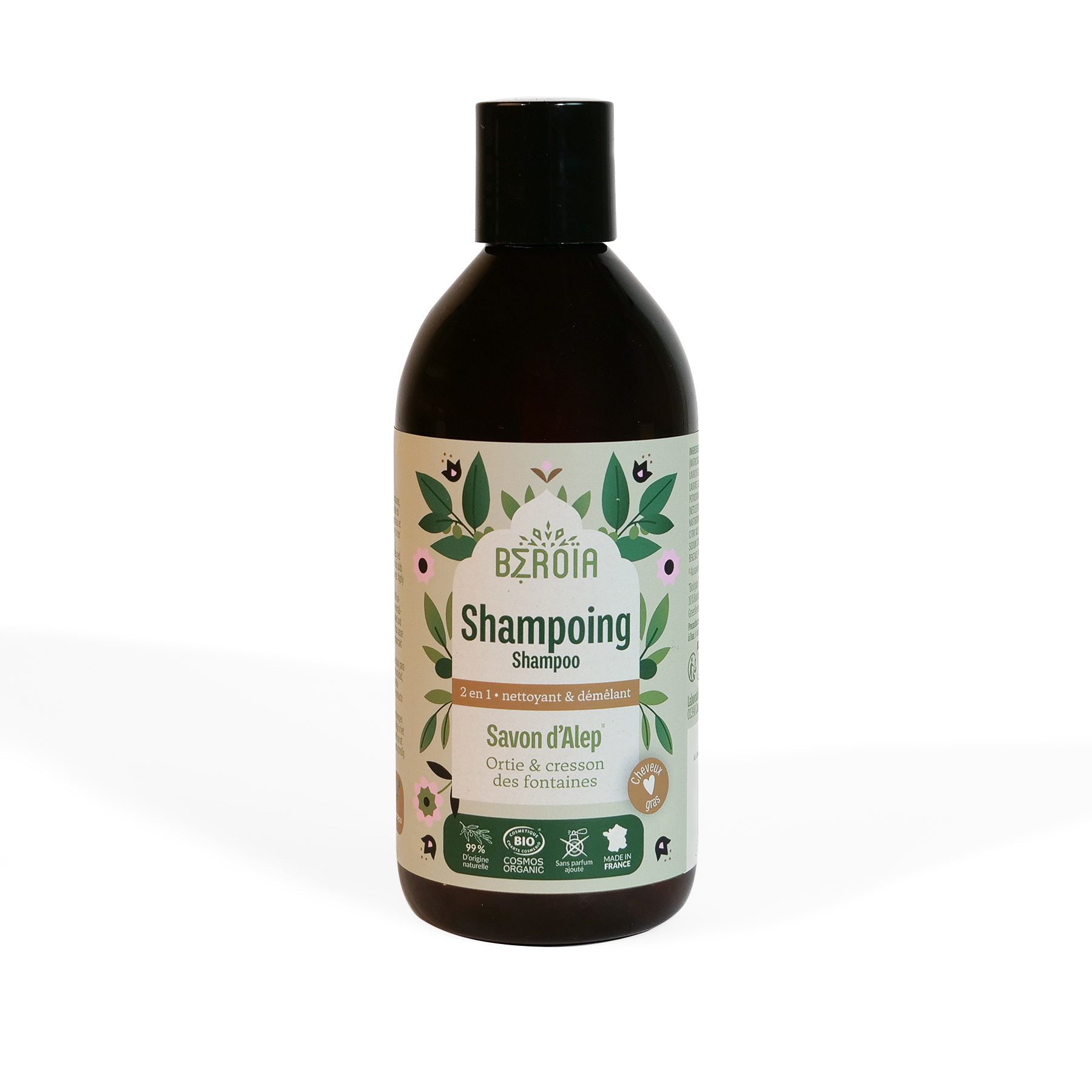 Cosmos gecertificeerd Biologisch Aleppo zeep shampoo en conditioner voor vet haar - laurierbessen - Brandnetel - antibacteriële en schimmelwerende eigenschappen 300ml