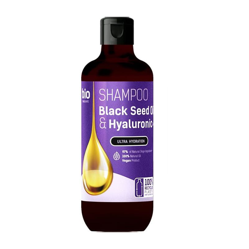 Bio Naturell Haarshampoo Zwarte Komijnolie en Hyaluronzuur - voedend - krullend haar 355 ml