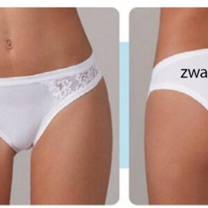 Italiaanse WIT katoenen slip met kant,  Maat S
