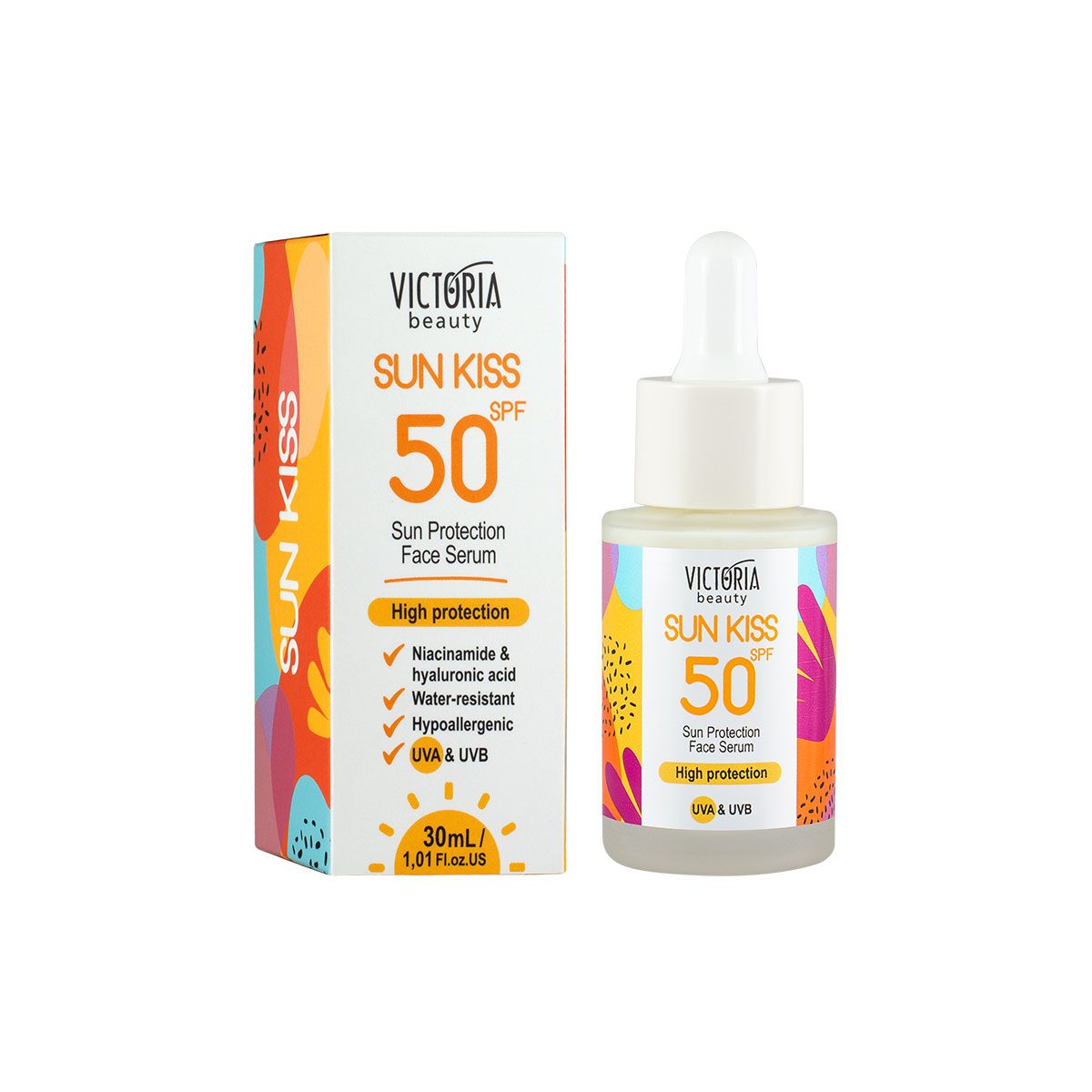 Zonnebrand gezicht creme-serum met SPF50 - verheldert de tint - niacinamide - hyaluronzuur 30ml