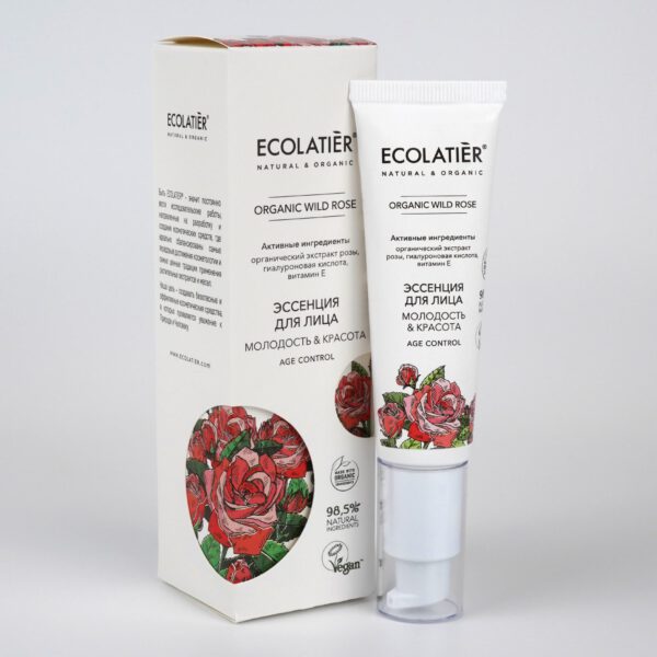 Ecolatier bio wilde roos gezicht essence voor rijpe huid, 30ml