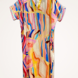 Maxi satijnen jurk met korte mouwen Franse jurk in kleur ROZE, maat 44/46