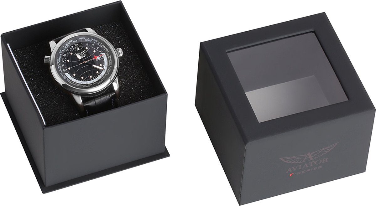Aviator heren horloge - 3ATM - leren armband - diverse functionaliteit - AVW6975G354