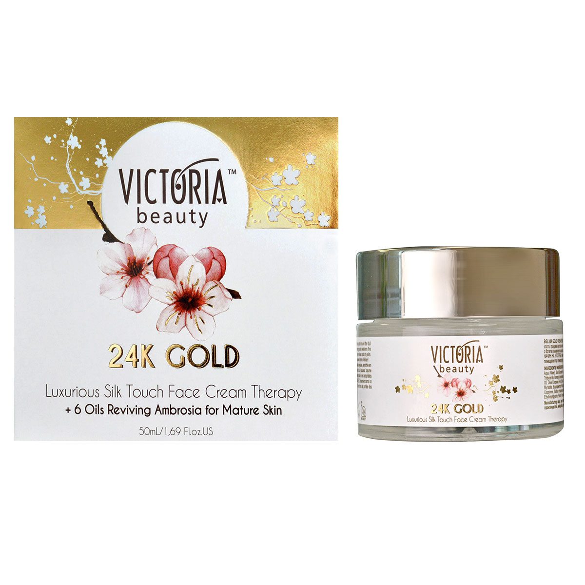 Natuurlijke satijnen anti-age gezicht creme met 24K goud - rijke olien - hyaluron - niacinamide 50ml