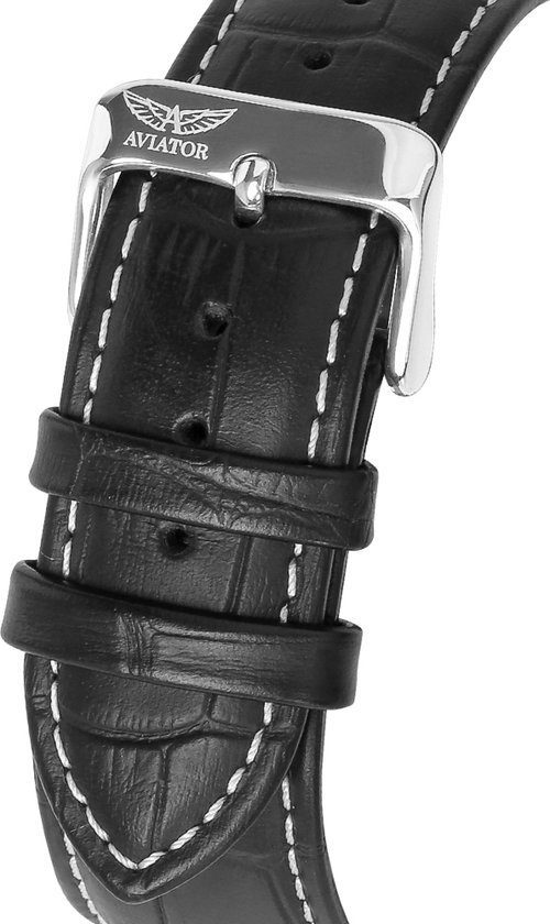 Aviator heren horloge - 3ATM - leren armband - diverse functionaliteit - AVW6975G354 - Afbeelding 5