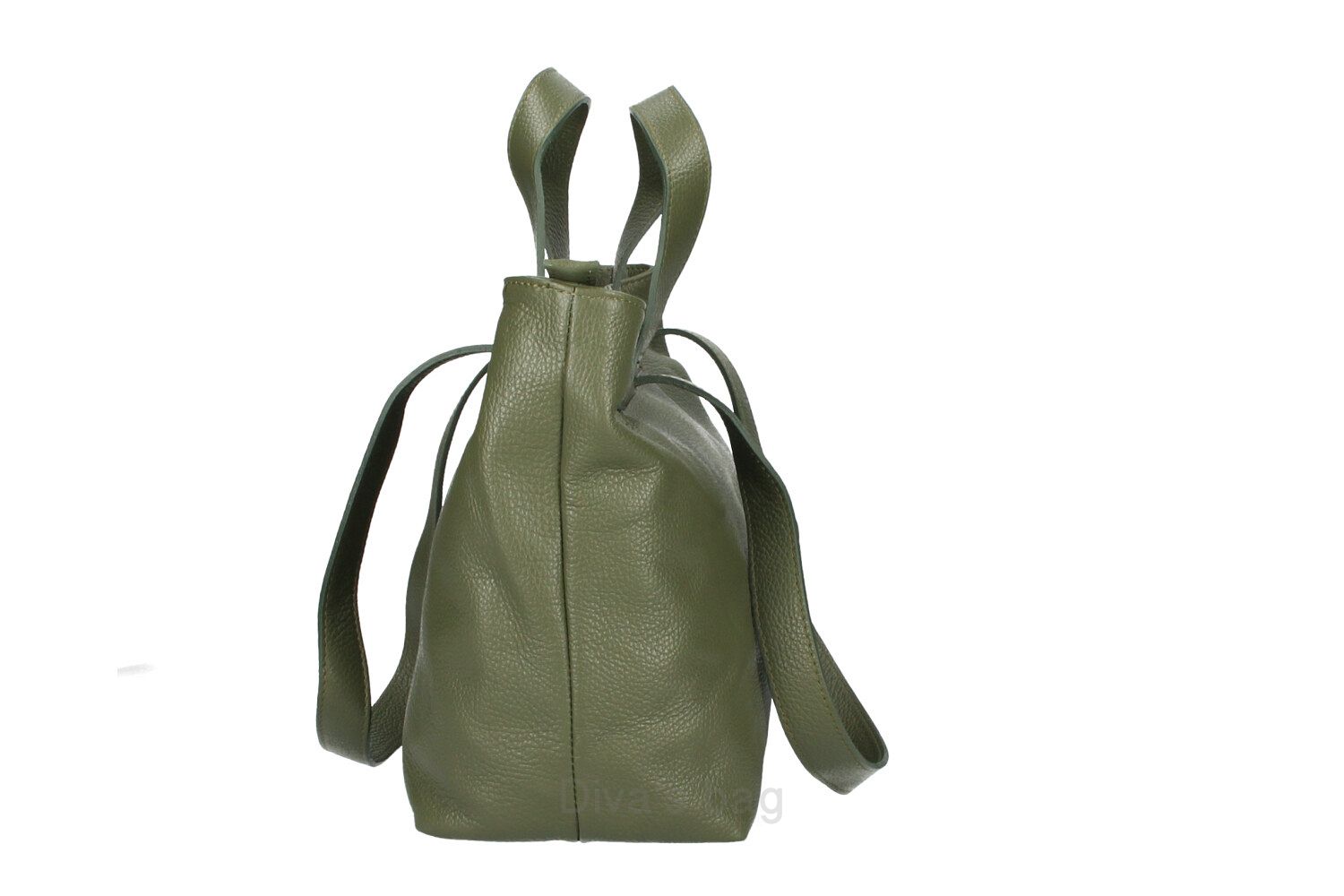 MAXI leren tas - hand vatten - dubbele vakken - zakje voor mobieltje - MILITAIR GROEN kleur - Afbeelding 2