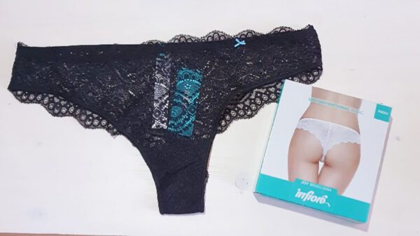 Infiore Joy Italiaanse slip Braziliaanse kant, ZWART, Maat L - Afbeelding 4