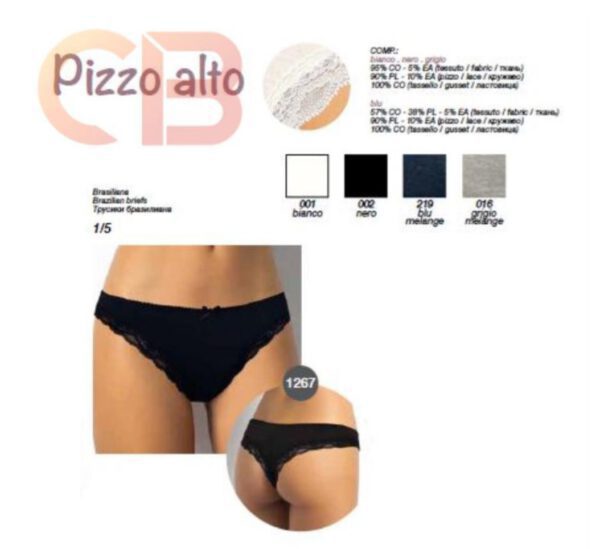 Set van 2 stuks Italiaanse ZWART onzichtbare Braziliaanse dames slip, Maat M