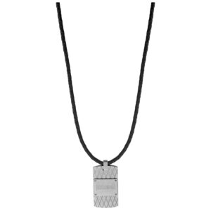 Just Cavalli heren ketting zwarte leer en roestvrij staal JCNL50040200