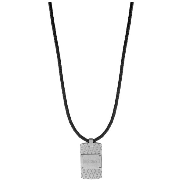Just Cavalli heren ketting zwarte leer en roestvrij staal JCNL50040200