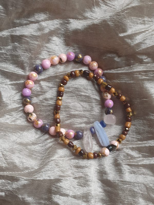 Kleurige jade met Chalcedoon en Rozenkwarts en gratis armbandje