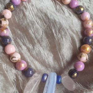 Kleurige jade met Chalcedoon en Rozenkwarts en gratis armbandje
