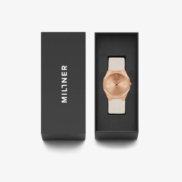Millner Spaanse merk horloge voor dames - vrouwen - TAN kleur leren armband - polshorloge - design -  Oxford S Sand - Afbeelding 3