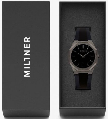 Millner Spaanse merk horloge voor dames - vrouwen - ZWART kleur leren armband - polshorloge - design - Oxford S Sport Sand - Afbeelding 3