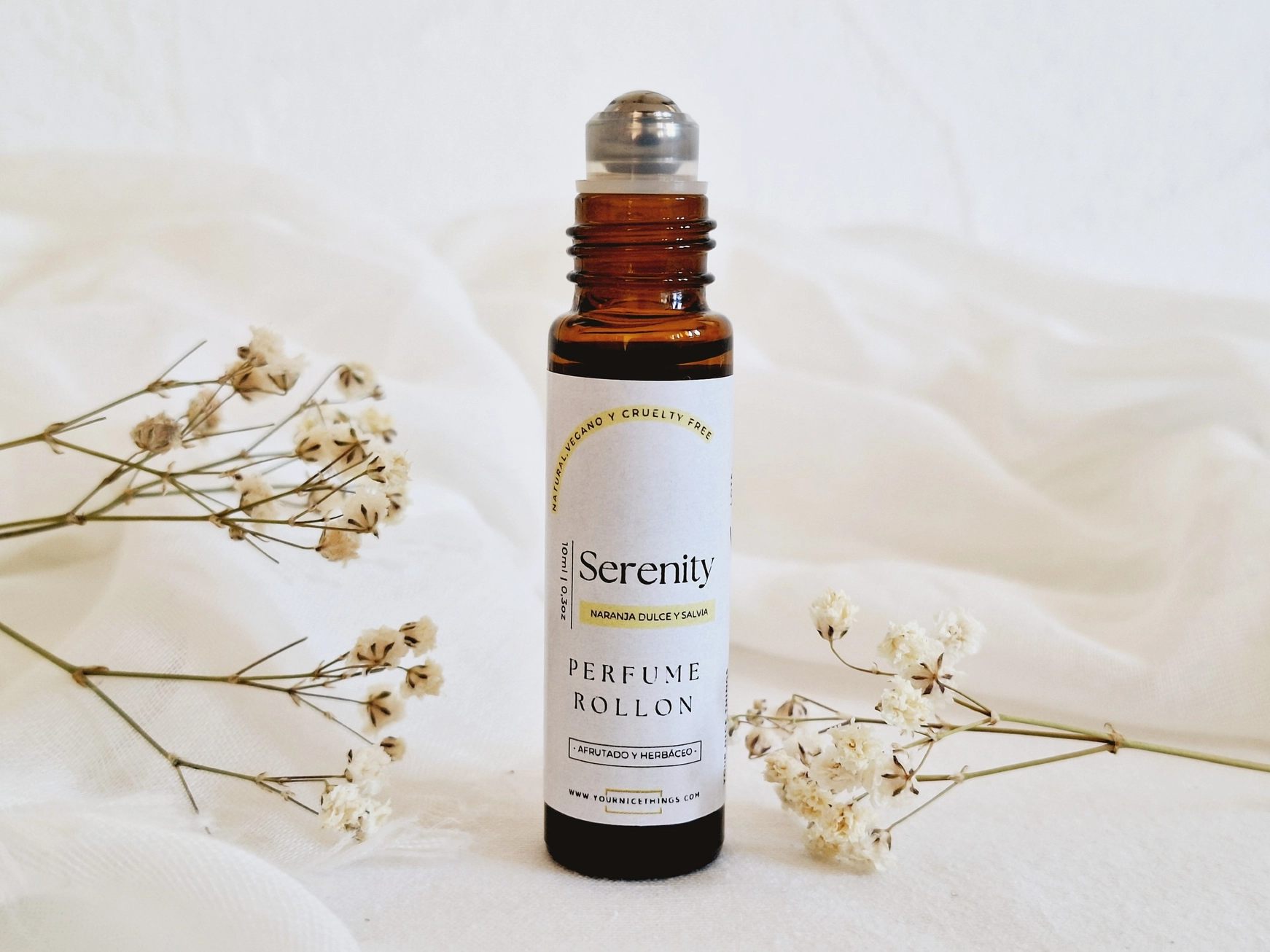 Biologische etherische olie compositie parfum SERENITY- sinaasappel- en saliegeur - roll on 10ml
