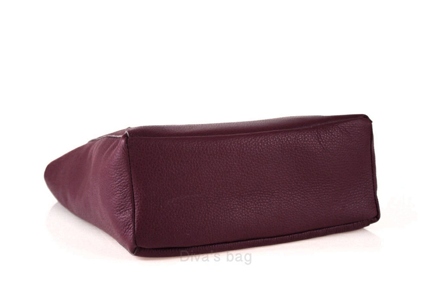 Puur leren tas - shopper - grote schouder tas - dames tas- DONKER ROOD kleur - Afbeelding 3